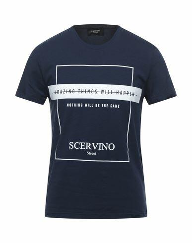 Ermanno Scervino Man T-shirt Midnight blue Cotton, Elastane Cover