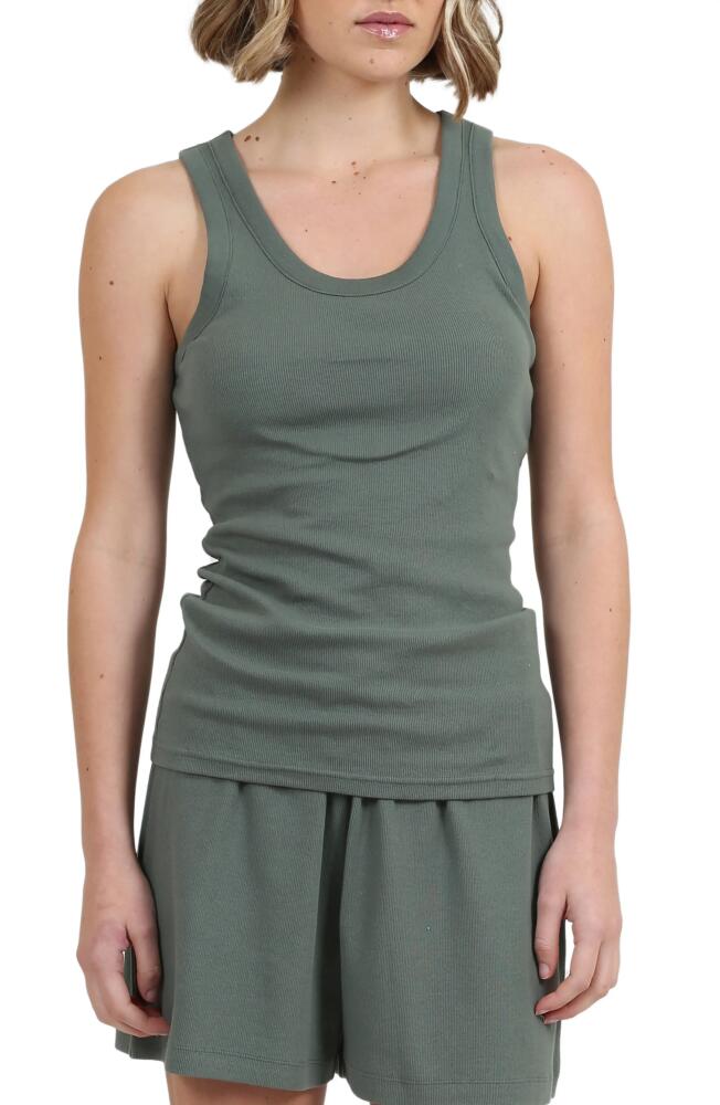 Papinelle Ribbed Shelf Bra Tank in Moss Cover