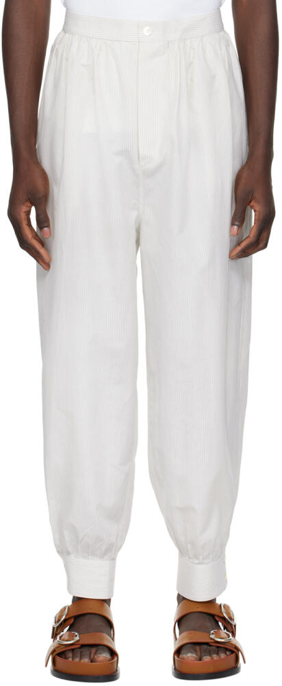 Hed Mayner White & Beige Striped Trousers Cover