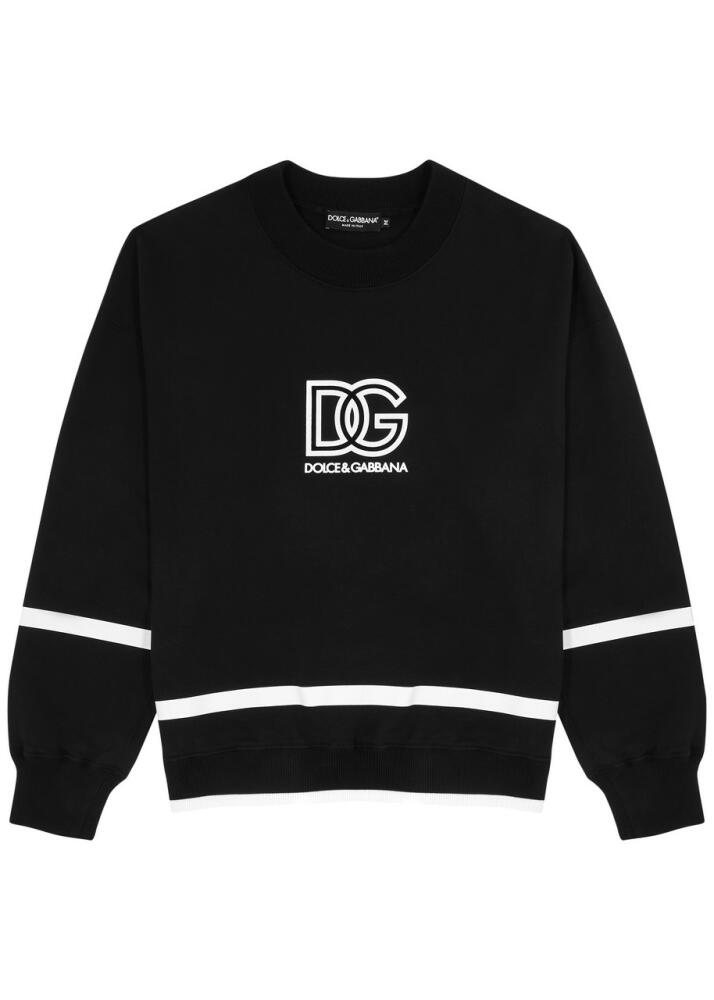 Dolce & Gabbana Logo-flocked Cotton Sweatshirt - Black Cover