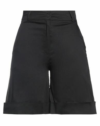 D. exterior Woman Shorts & Bermuda Shorts Black Linen, Elastane Cover