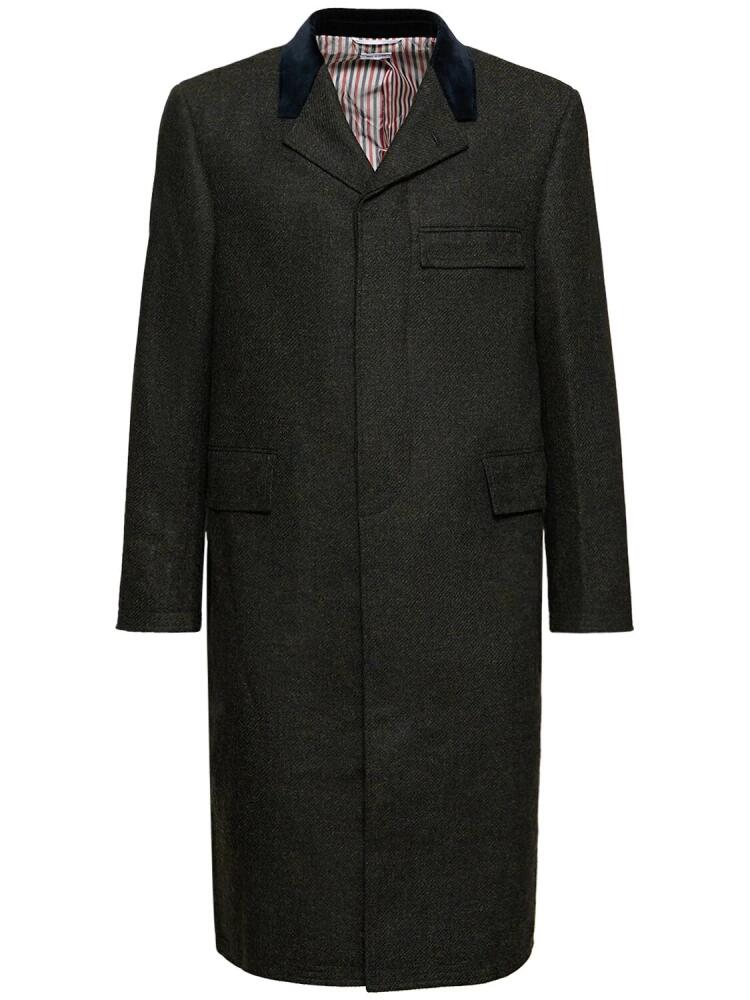 THOM BROWNE Chesterfield Single Breasted Wool Coat Cover