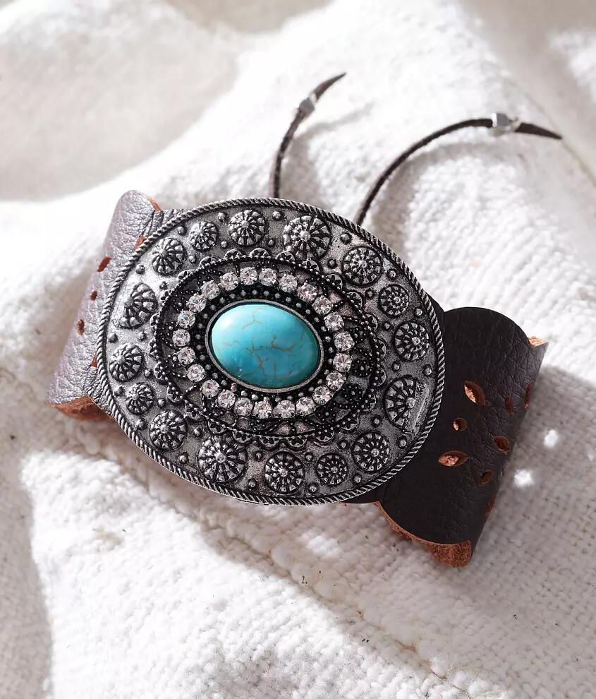 Sterling & Stitch Turquoise Stone Leather Bracelet Cover