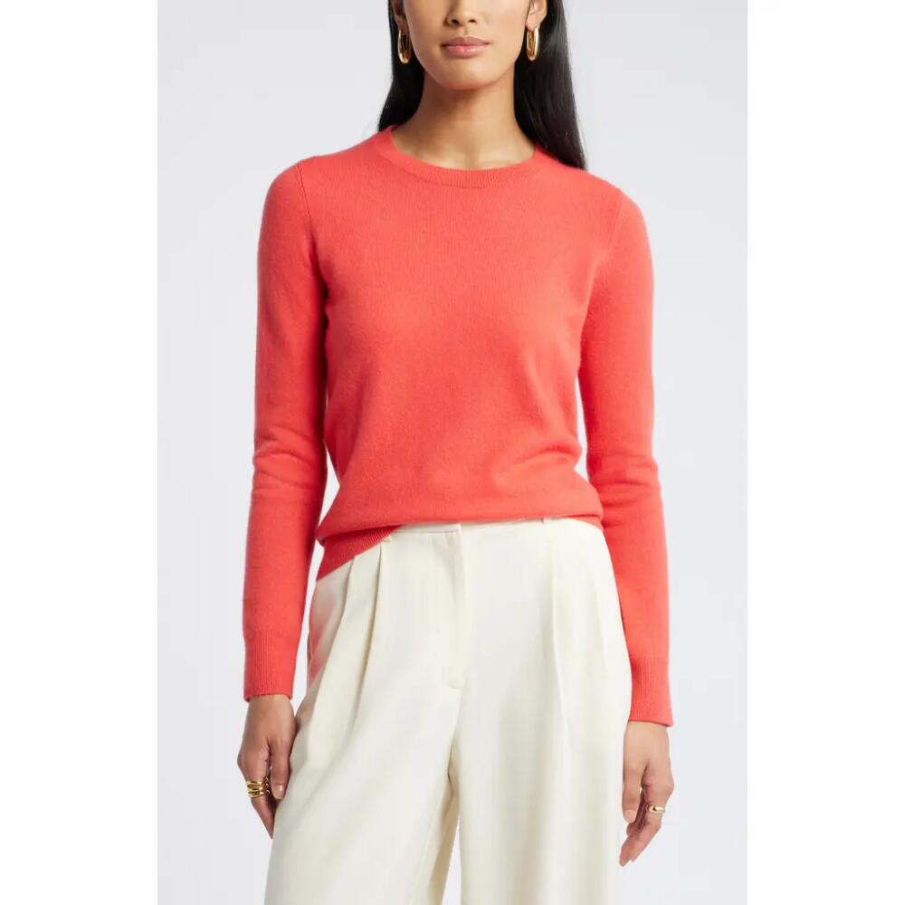 Nordstrom Crewneck Cashmere Sweater in Red Hibiscus Cover