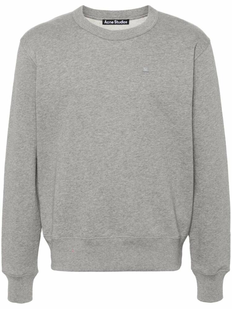 Acne Studios face logo-appliqué cotton sweatshirt - Grey Cover