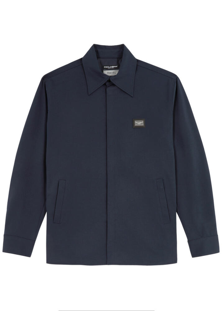 Dolce & Gabbana Logo Stretch-cotton Overshirt - Navy Cover