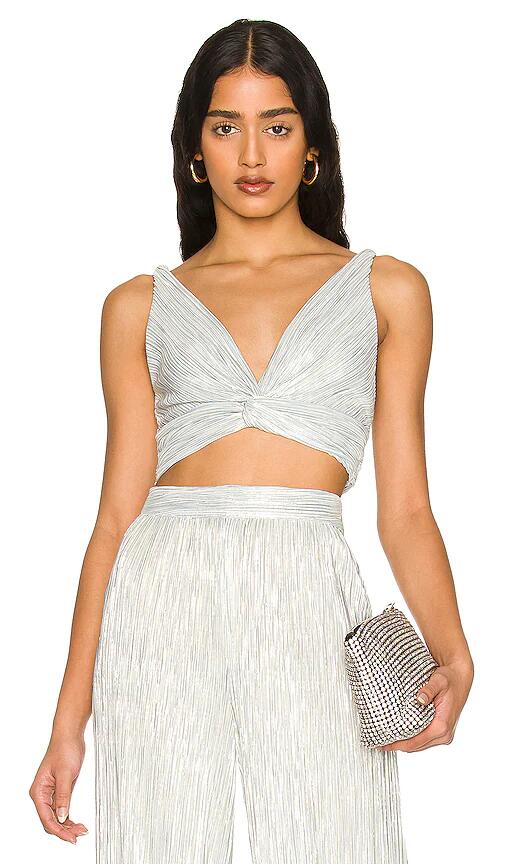 Sabina Musayev x REVOLVE Savannah Top in Metallic Silver Cover