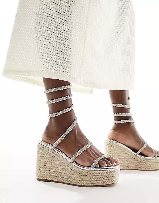 Simmi London Simona embellished espadrilles in silver Cover