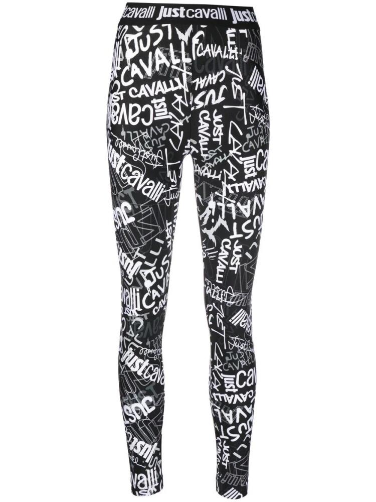 Just Cavalli graffiti-print leggings - Black Cover