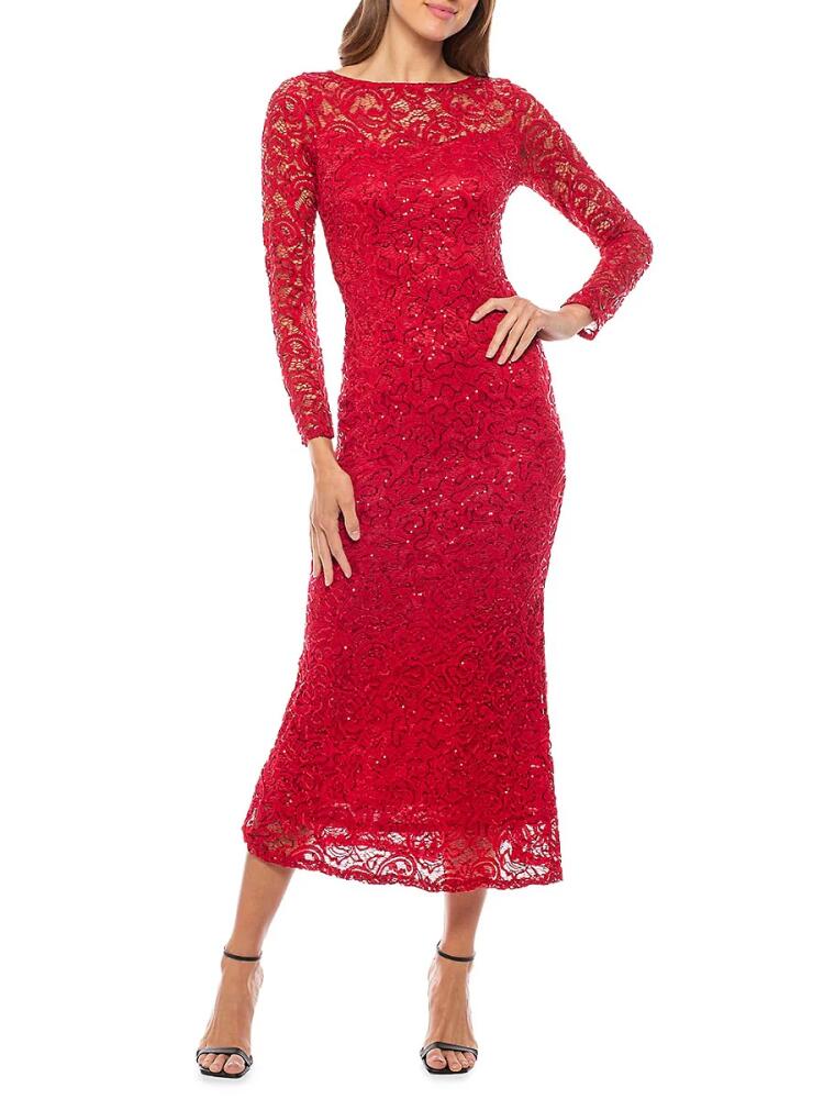 Marina Women's Sequin Lace Dress - Red Cover