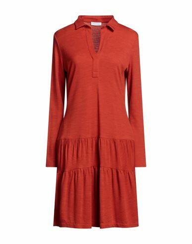 Rosso35 Woman Midi dress Rust Viscose, Wool, Polyamide Cover