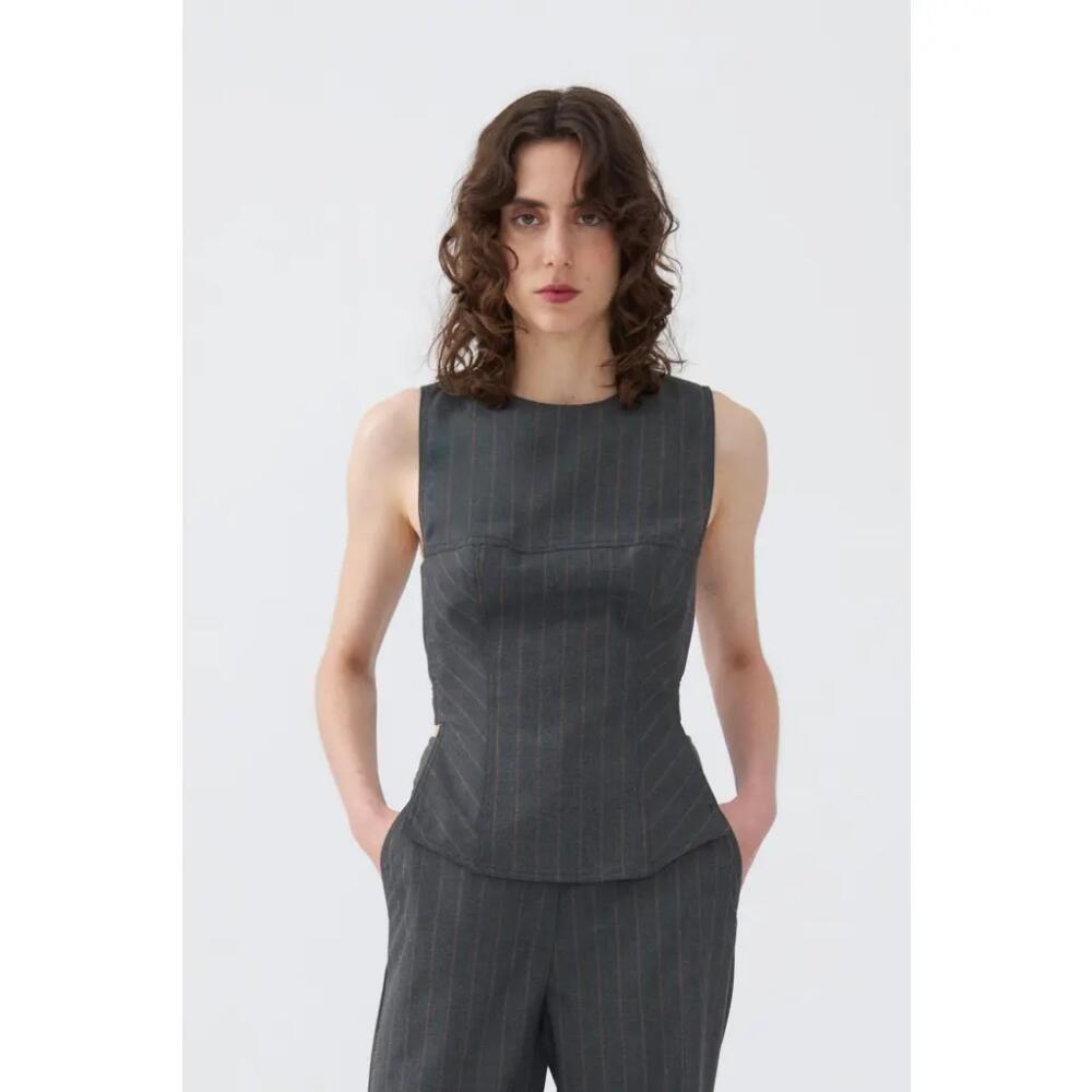 Nocturne Striped Blouse in Grey Cover