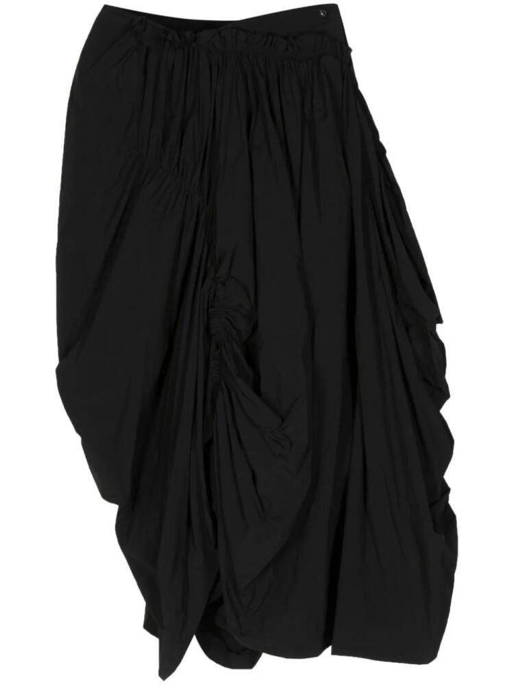 Yohji Yamamoto asymmetric draped midi skirt - Black Cover