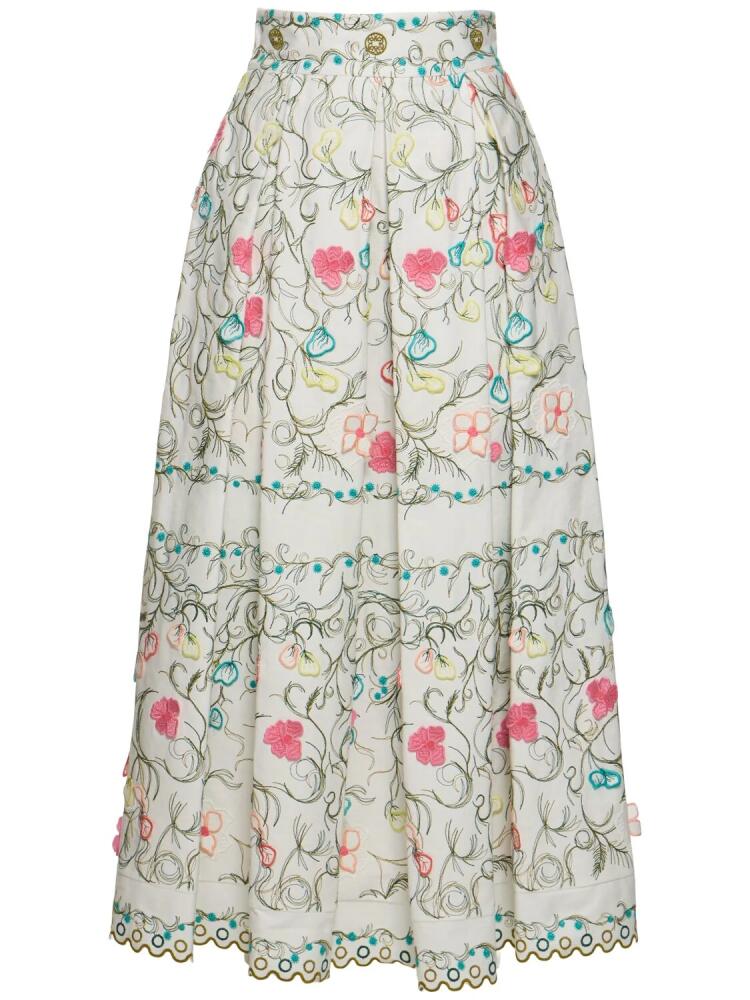 ELIE SAAB Embroidered Cotton Midi Skirt Cover