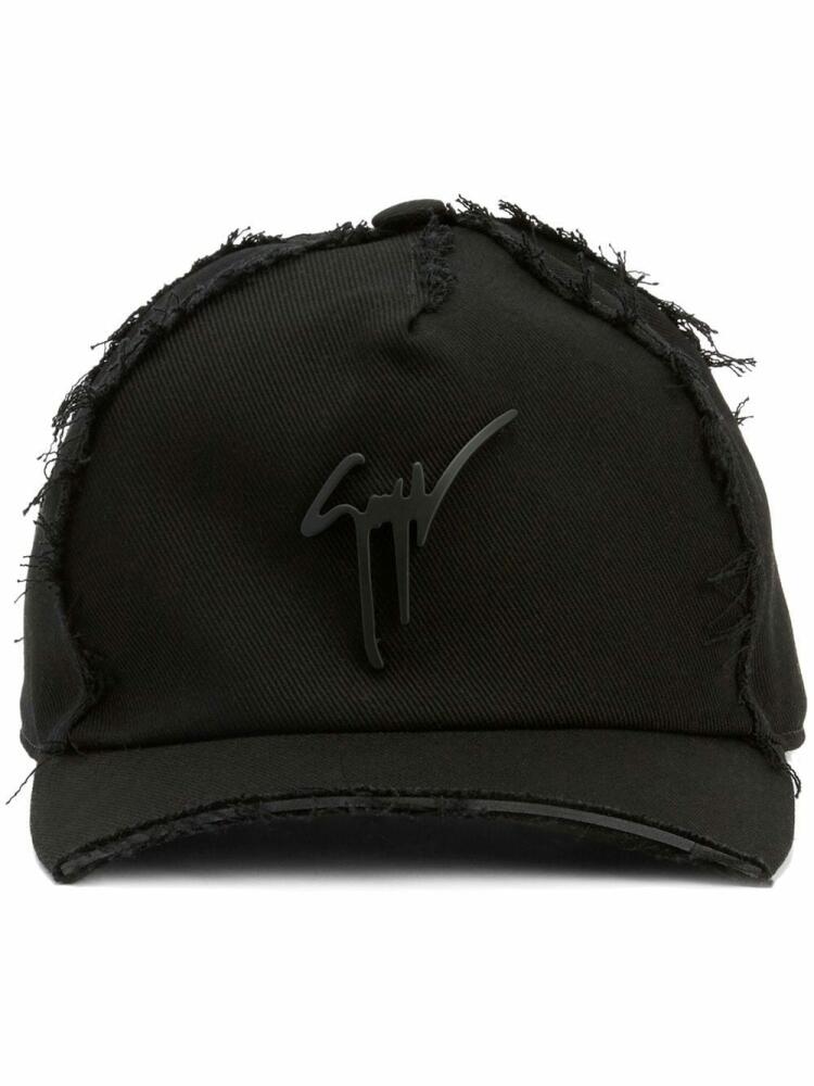 Giuseppe Zanotti logo-plaque rough-seamed cap - Black Cover