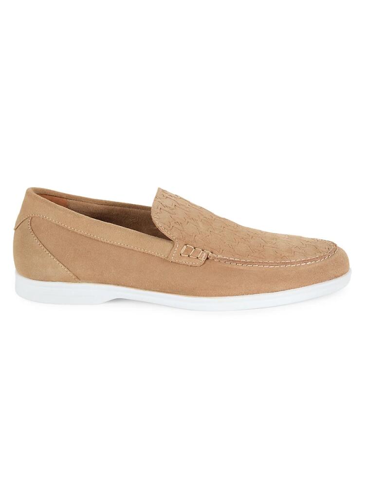 Karl Lagerfeld Paris Men's Monogram Embossed Suede Slip On Sneakers - Camel Cover