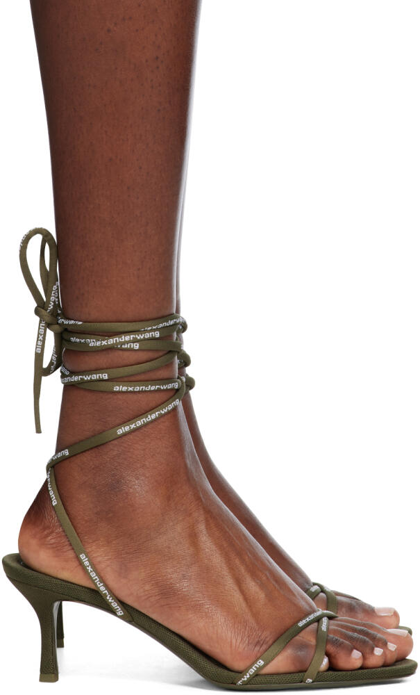 Alexander Wang Khaki Helix 65 Strappy Mid Heeled Sandals Cover