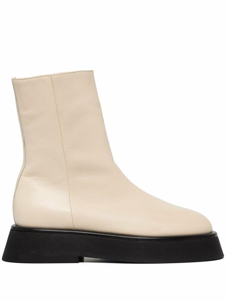 Wandler side-zip ankle leather boots - White Cover