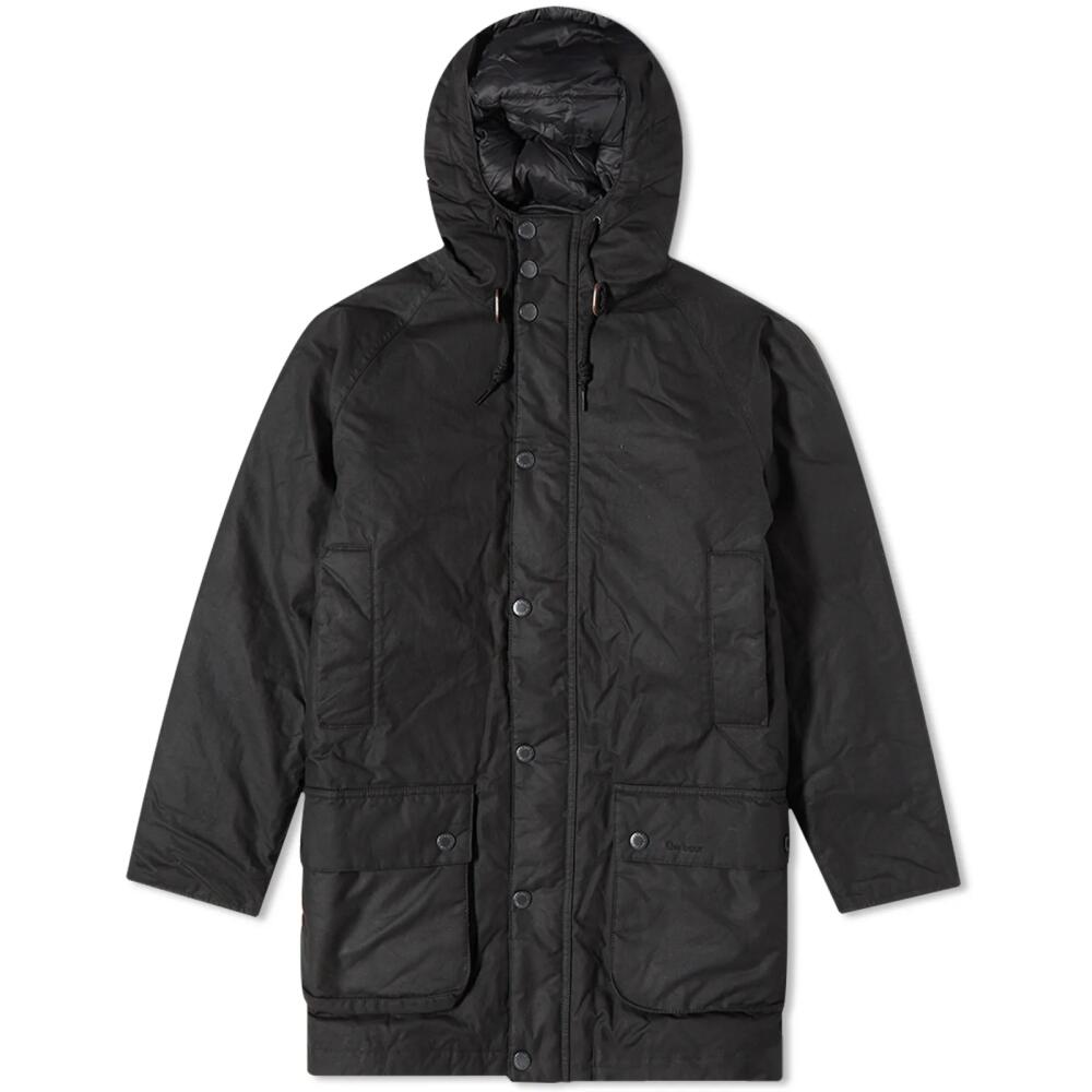 Barbour Men's Hooded Beaufort Wax Jacket in Black Slate Cover