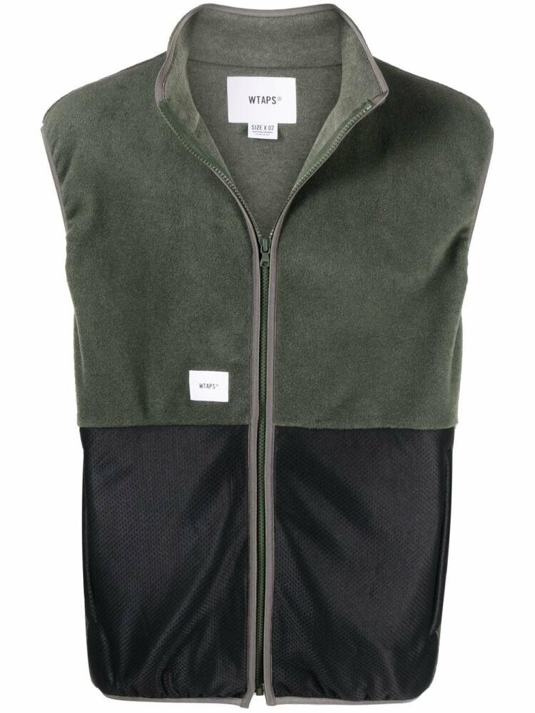 WTAPS logo-patch two-tone gilet - Green Cover