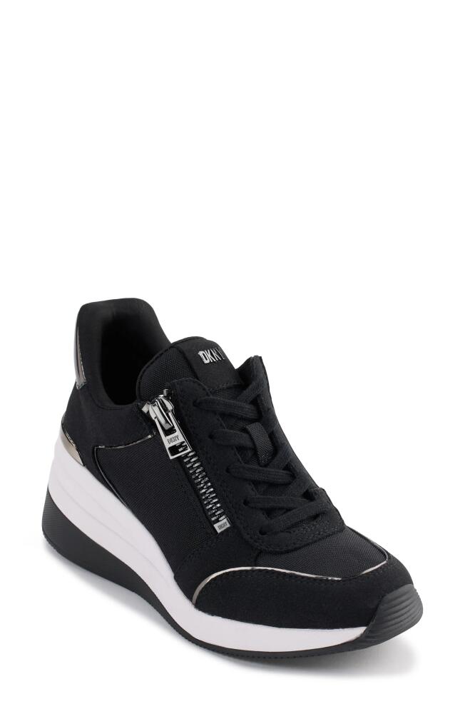 DKNY Kaden Wedge Sneaker in Black/Dk Gunmetal Cover