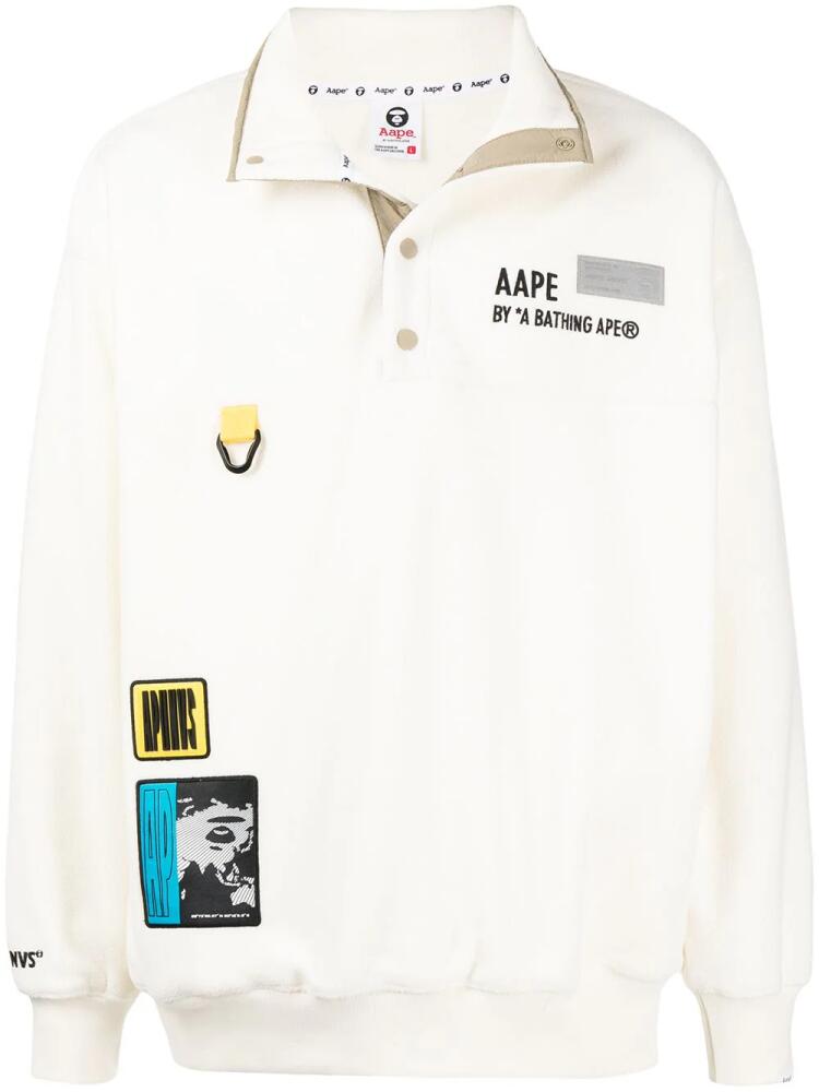 AAPE BY *A BATHING APE® multiple patches fleece sweatshirt - White Cover