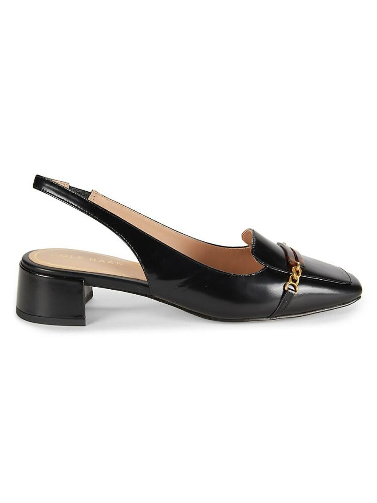 Cole Haan Women's Penley Block Heel Leather Slingback Pumps - Black Cover