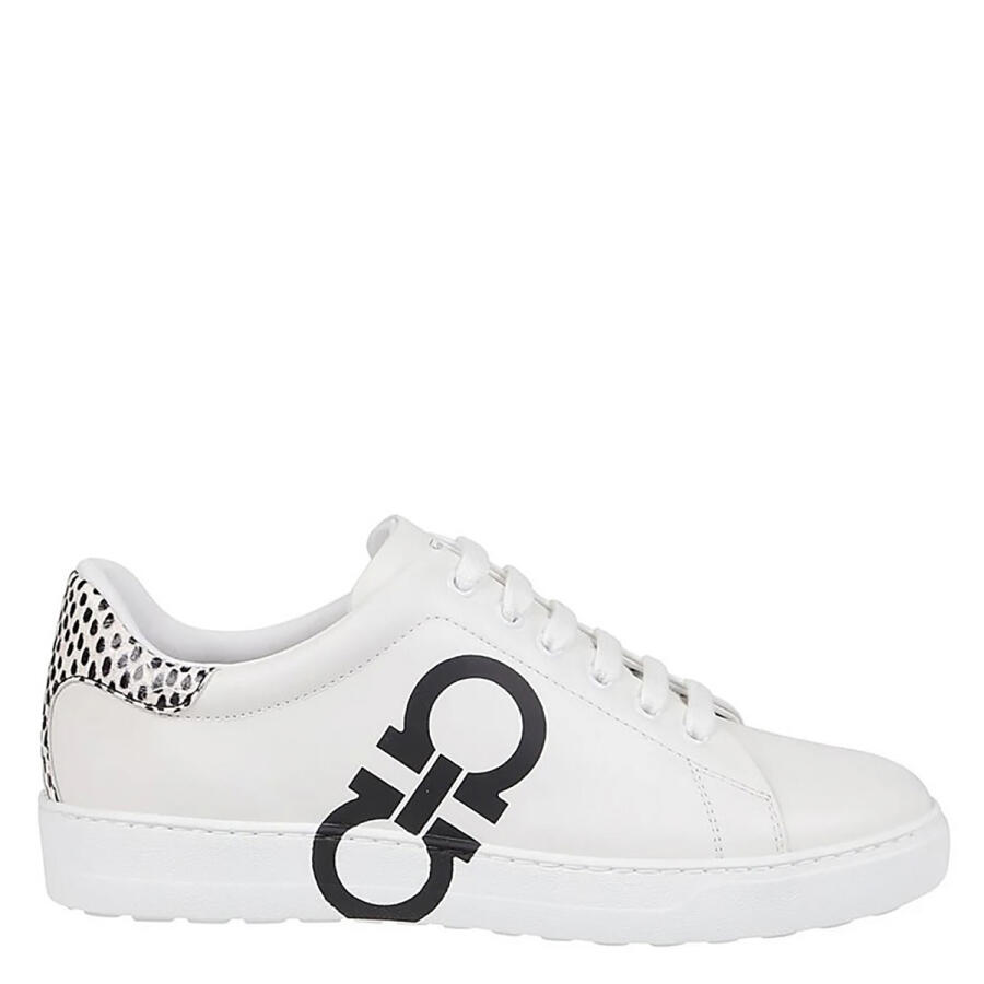 Salvatore Ferragamo Ladies White Leather Gancini Sneakers Cover