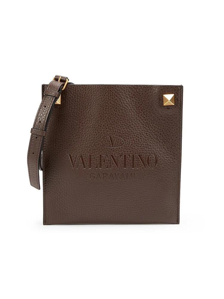 Valentino Garavani Men's Leather Crossbody Bag - Brown Cover