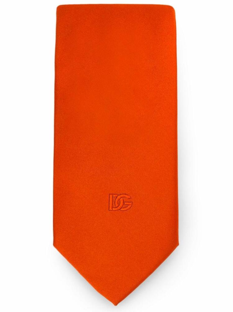 Dolce & Gabbana logo-embroidered silk tie - Orange Cover