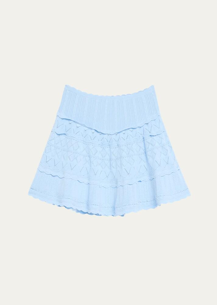 LoveShackFancy Colella Scalloped Pointelle Knit Mini Skirt Cover