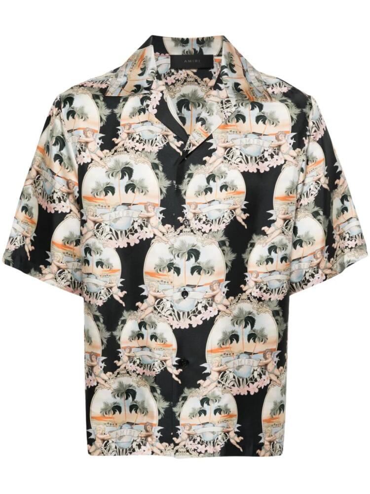 AMIRI angels landscape-print bowling shirt - Black Cover