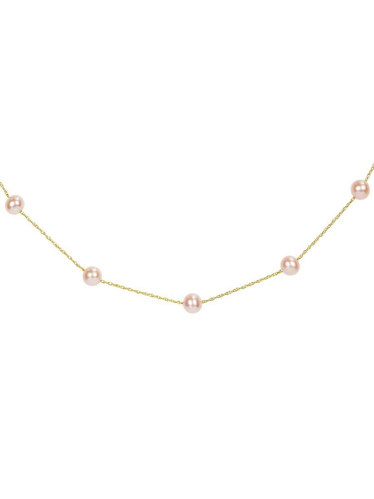 Sonatina Women's 14K Yellow Gold & 5MM-6MM Pink Freshwater Pearl Stationed Necklace Cover