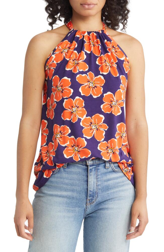 Loveappella Floral Print Tank in Navy/Coral Cover