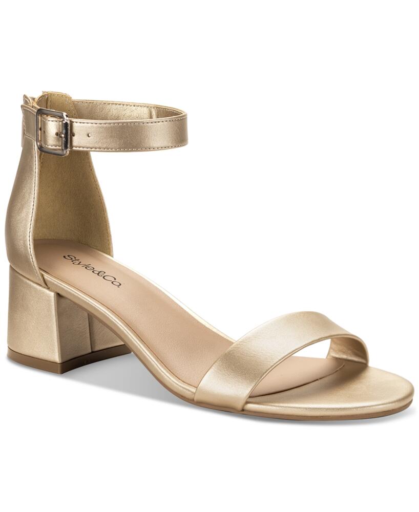 Style & Co Women's Janiee Ankle-Strap Block-Heel Sandals, Created for Macy's - Platino Cover