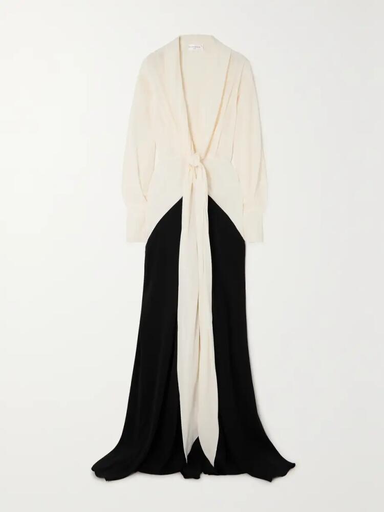 Victoria Beckham - Two-tone Draped Silk Gown - White Cover