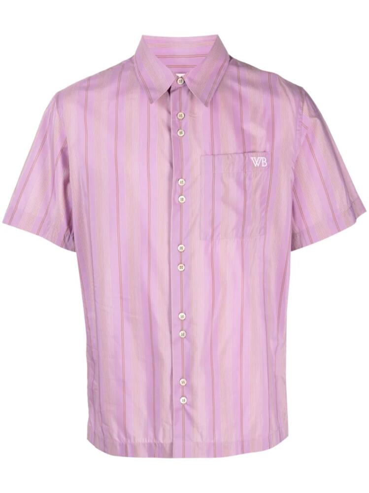 Wales Bonner logo-embroidered striped shirt - Pink Cover