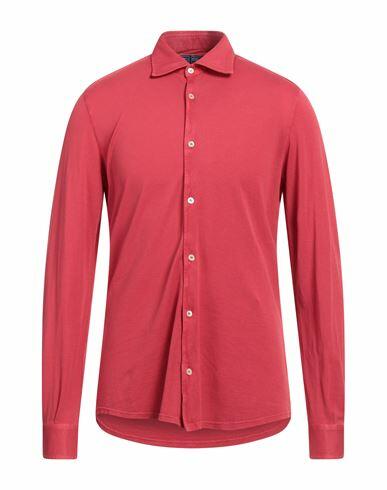 Fedeli Man Shirt Tomato red Cotton Cover