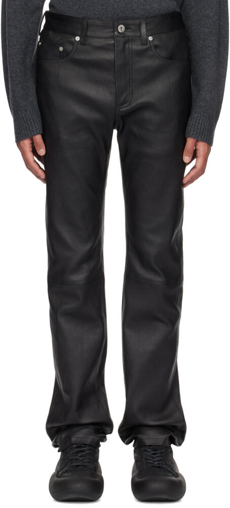 JW Anderson Black Slim-Fit Leather Pants Cover