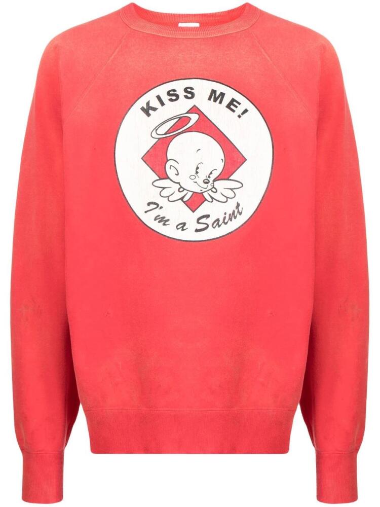 SAINT MXXXXXX graphic print crew neck sweatshirt - Red Cover