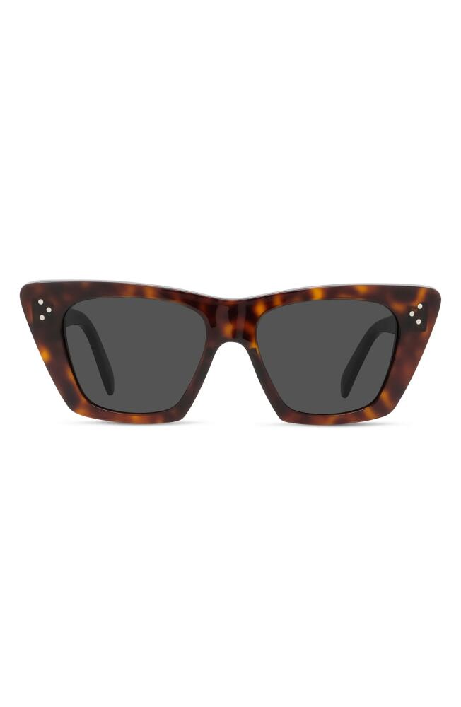 CELINE 54mm Cat Eye Sunglasses in Dark Havana /Smoke Cover