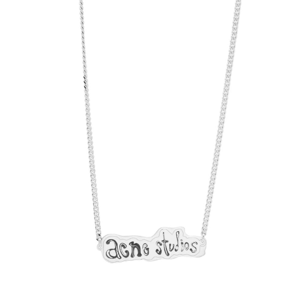 Acne Studios Women's Label Logo Necklace in Silver/Grey Cover