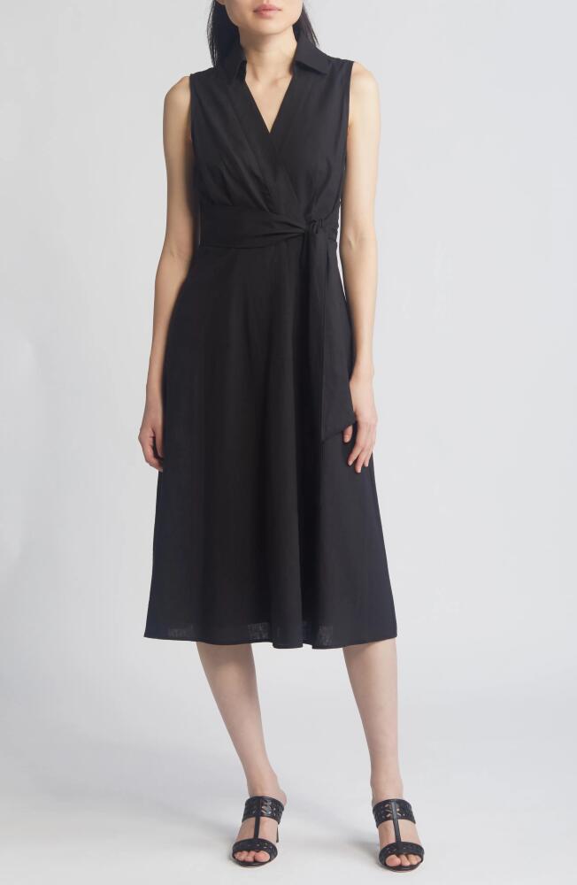 Tahari ASL Sleeveless Midi Shirtdress in Black Cover