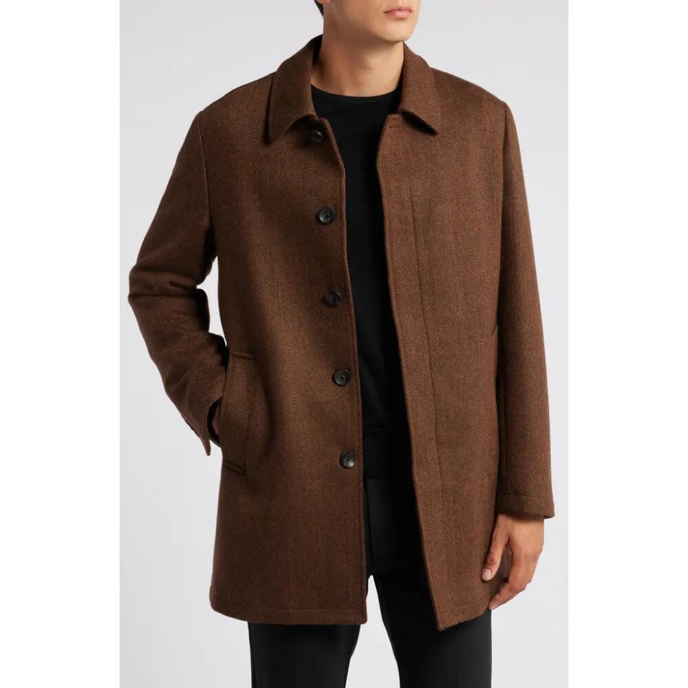 Nordstrom Wool Herringbone Coat in Brown Herringbone Grande Cover