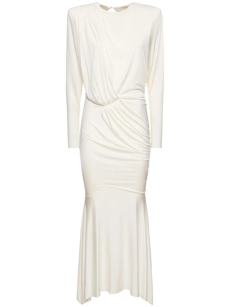 ALEXANDRE VAUTHIER Satin Draped L/s Open Back Long Dress Cover