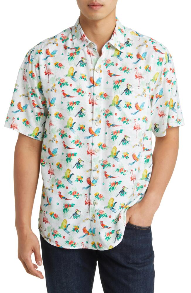 Tommy Bahama Veracruz Bay Holiday Birds Short Sleeve Button-Up Shirt in White Cover