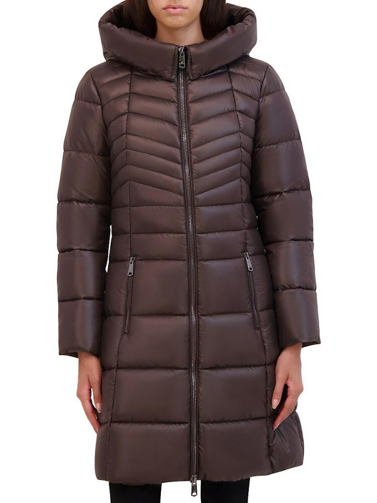 Kenneth Cole Women's Mid Length Puffer Coat - Chocolate Cover