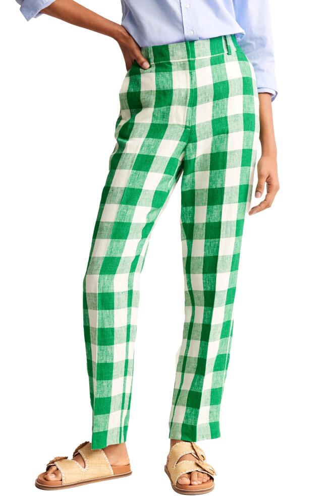 Boden Kew Linen Pants in Green Gingham Cover