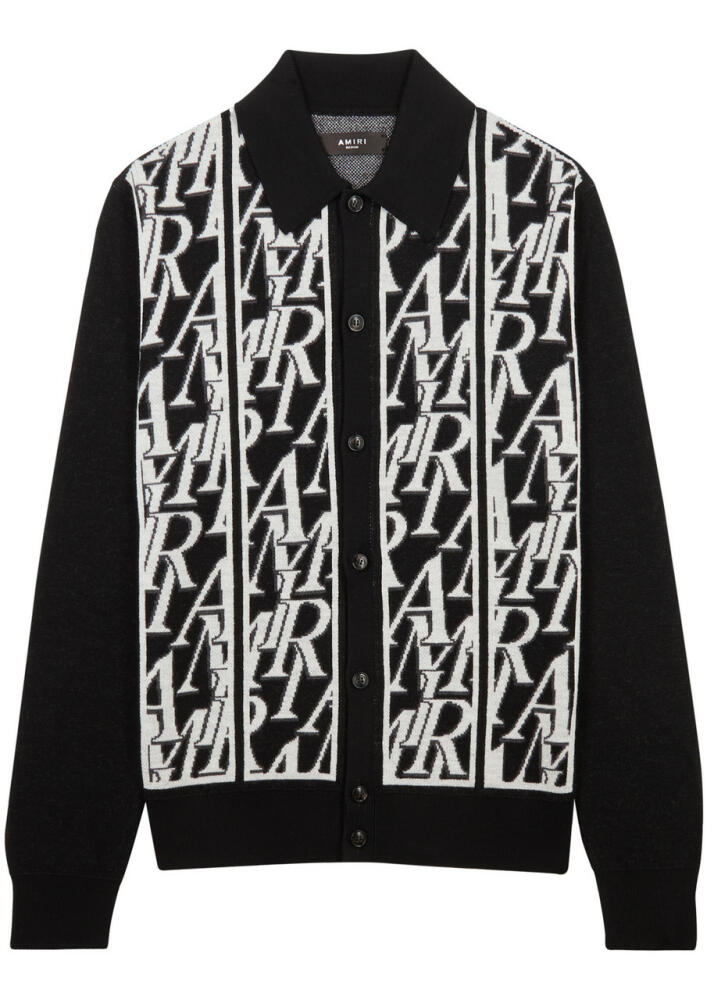 Amiri Logo-intarsia Wool Cardigan - Black Cover