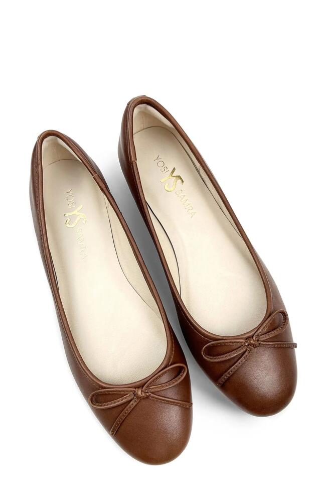 Yosi Samra Sadie Cap Toe Ballet Flat in Brown Leather Cover